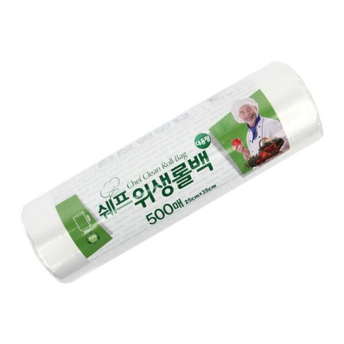 쉐프 롤백 (25x35) 500매 롤팩 위생롤백 비닐팩 봉투