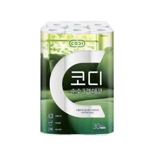 코디 순수 두루마리 화장지 3겹 30M 30롤 1팩 휴지