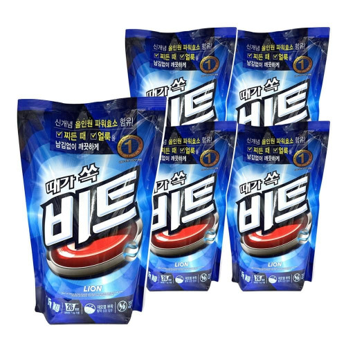 라이온 때가쏙 비트 분말 세제 일반용 리필 1.5kg 5개