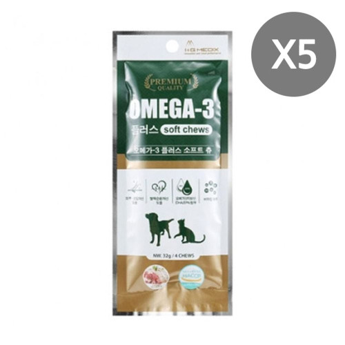 강아지 오메가3 영양 간식 32g 5P 소프트츄 스틱