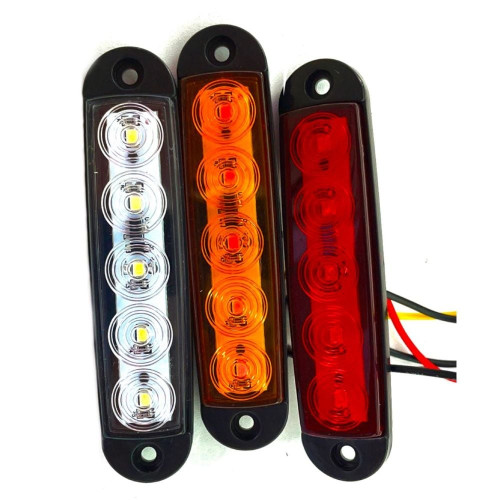 12VLED 24볼트 5LED 화물차 중장비 건설장비 사이드 라이트 레드 2개 한세트