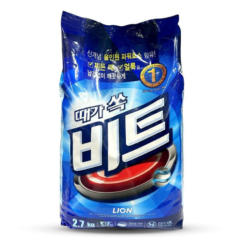 라이온 때가 쏙 비트 분말 세탁 세제 리필 2.7kg
