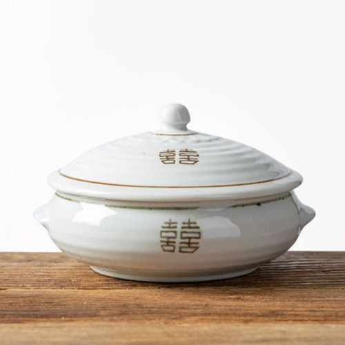 이천도자기 희고백자 뚜껑 찜기 그릇 소 16cm